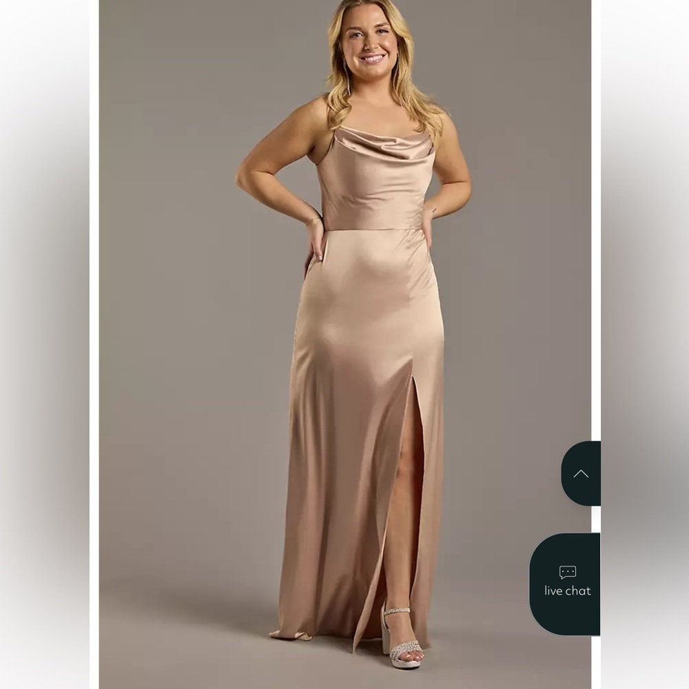 Satin Cowl Neck Slip Dress in orange